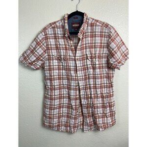 ALESBURY Linen Blend Short sleeve button up Shirt Men Size Large Pockets Western